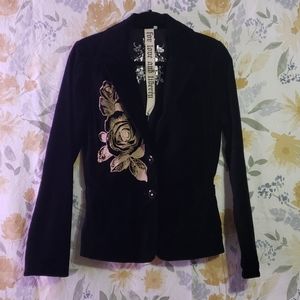 Johnny Was For Love & Liberty Velvet Black Blazer